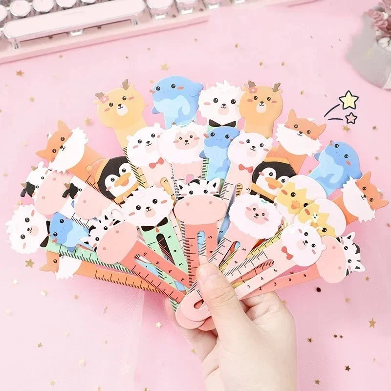 50-Pack Cartoon Animal Bookmarks, Dual-Purpose Bookmarks and Rulers for Office and School Use, Cute Bear and Kitten Bookmarks fo