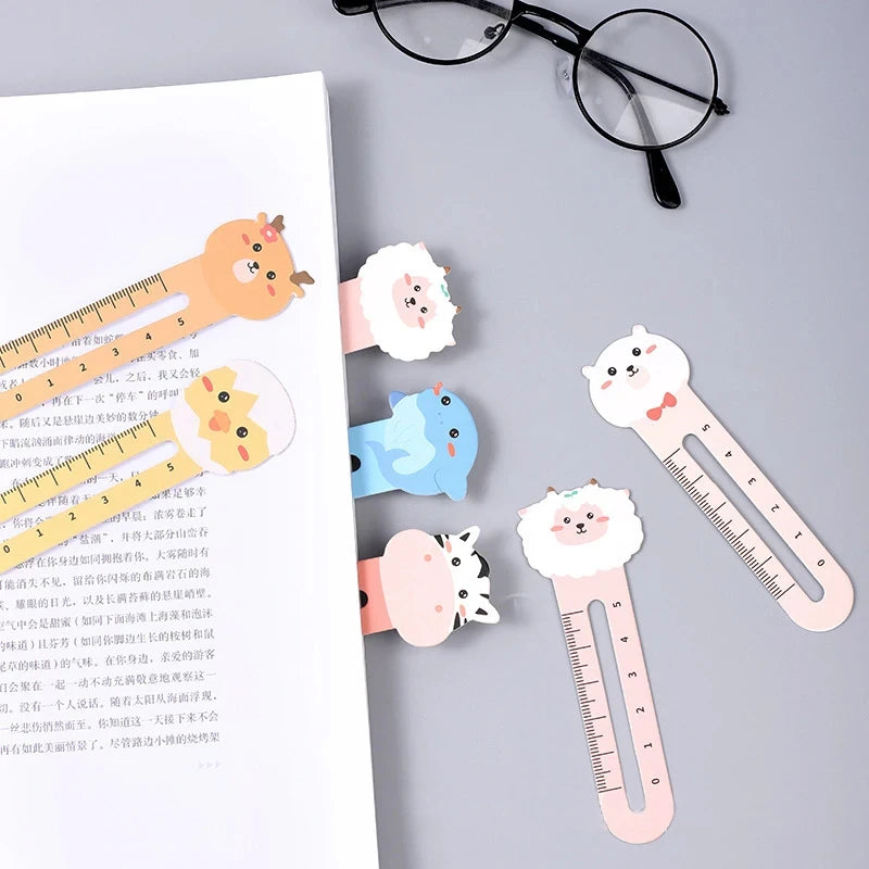 50-Pack Cartoon Animal Bookmarks, Dual-Purpose Bookmarks and Rulers for Office and School Use, Cute Bear and Kitten Bookmarks fo
